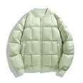 thumbnail image 1 of LMOIPLI Men's Quilted Thicken Down Coats Solid Color Long Sleeve Fashion Zip Up Coats Winter Warm Loose Stand Collar Jacket with Pockets Green L, 1 of 7
