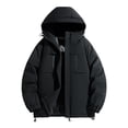 thumbnail image 1 of LMOIPLI Men's Quilted Thicken Hooded Coats Color Block Long Sleeve Fashion Zip Up Coats Winter Warm Loose Stand Collar Jacket with Pockets Black XXXL, 1 of 9