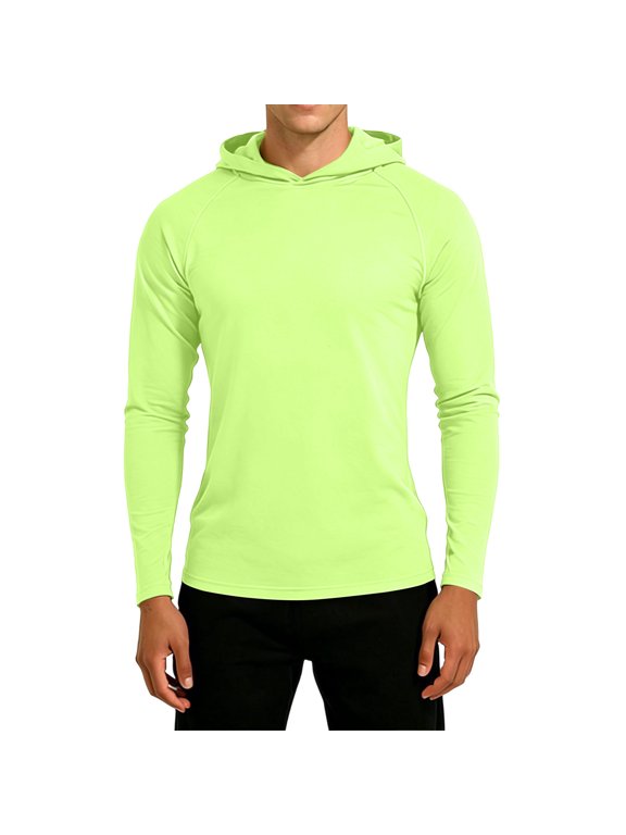Men's Raglan Hooded Long Sleeve Base Layer T Shirts Drawstring Slim Fit Soft Stretch Athletic Casual Pullover Tops Mint Green S