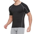 thumbnail image 1 of LMOIPLI Men's Short Sleeve Compression Shirt Moisture-Wicking Quick Dry Athletic Base Layer for Gym Running Training Workouts Black S, 1 of 4
