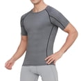 thumbnail image 1 of LMOIPLI Men's Short Sleeve Compression Shirt Moisture-Wicking Quick Dry Athletic Base Layer for Gym Running Training Workouts Gray L, 1 of 4