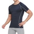 thumbnail image 1 of LMOIPLI Men's Short Sleeve Compression Shirt Moisture-Wicking Quick Dry Athletic Base Layer for Gym Running Training Workouts Navy L, 1 of 4