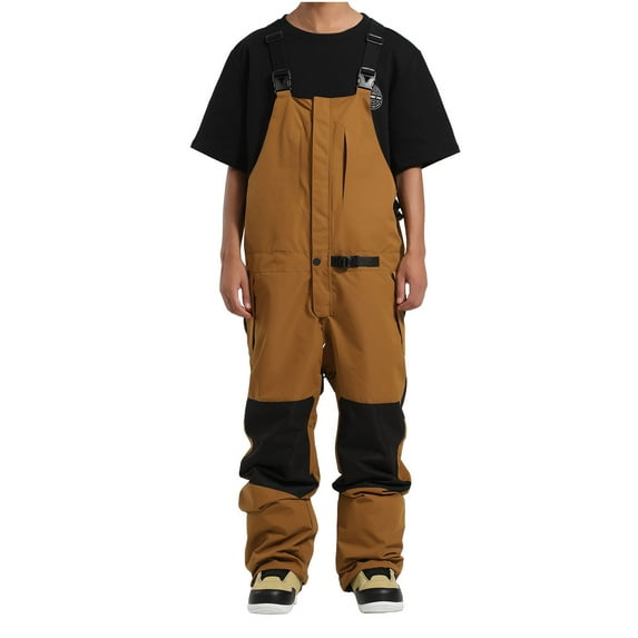 LMOIPLI Men's Ski Overalls Waterproof Breathable Warm Loose Comfortable Casual Pants for Winter Outdoor Sports Activity Snowboarding Skiing Wear Brown S
