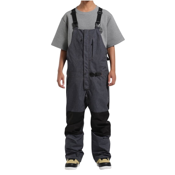 LMOIPLI Men's Ski Overalls Waterproof Breathable Warm Loose Comfortable Casual Pants for Winter Outdoor Sports Activity Snowboarding Skiing Wear Gray XXL