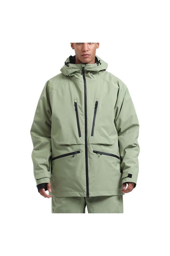 Men's Snowboard Jacket Waterproof Ski Coat Winter Snow Insulated Windproof Outdoor Sports Breathable Jacket Green XS