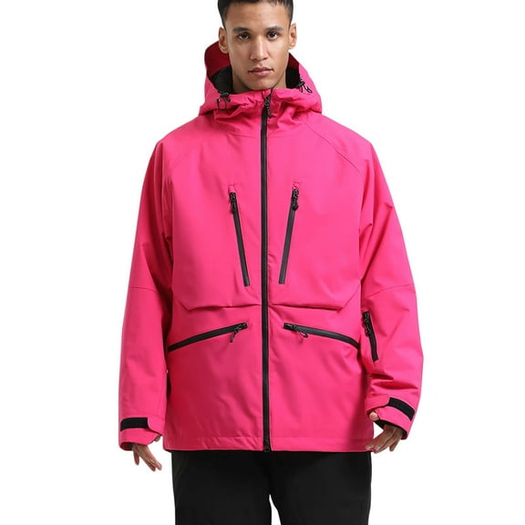 LMOIPLI Men's Snowboard Jacket Waterproof Ski Coat Winter Snow Insulated Windproof Outdoor Sports Breathable Jacket Pink XXL