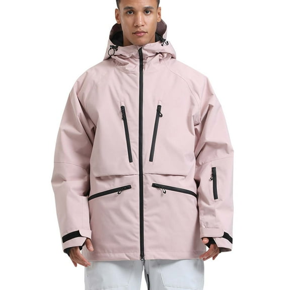 LMOIPLI Men's Snowboard Jacket Waterproof Ski Coat Winter Snow Insulated Windproof Outdoor Sports Breathable Jacket Pink XXL