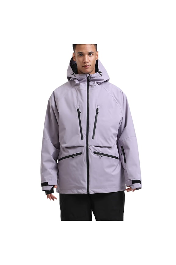Men's Snowboard Jacket Waterproof Ski Coat Winter Snow Insulated Windproof Outdoor Sports Breathable Jacket Purple XS