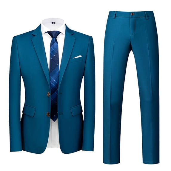LMOIPLI Men's Solid Notch Lapel Two Button Two Piece Suit Business ...