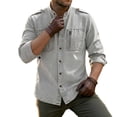 thumbnail image 1 of LMOIPLI Men's Stand Collar Long Sleeve Cargo Shirt Epaulet Detail Multi‑Pocket Design Lightweight Casual Top for Outdoor Daily Wear Gray XXL, 1 of 6