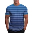 thumbnail image 1 of LMOIPLI Men's Striped Cotton T-Shirts Casual Crewneck Short Sleeve Shirts Summer Athletic Tops Gradient Lightweight Basic Pullover Tee Blue M, 1 of 5