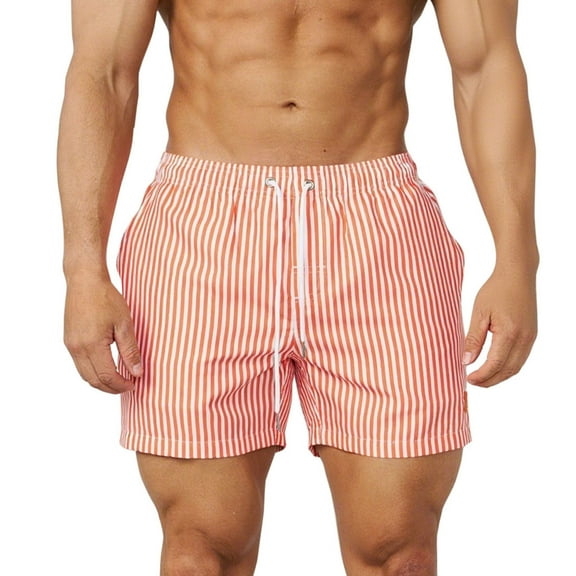 LMOIPLI Men's Striped Woven Boxer Shorts Soft Lightweight Breathable Fabric Adjustable Drawstring Waist Relaxed Fit for All-Day Watermelon Red M