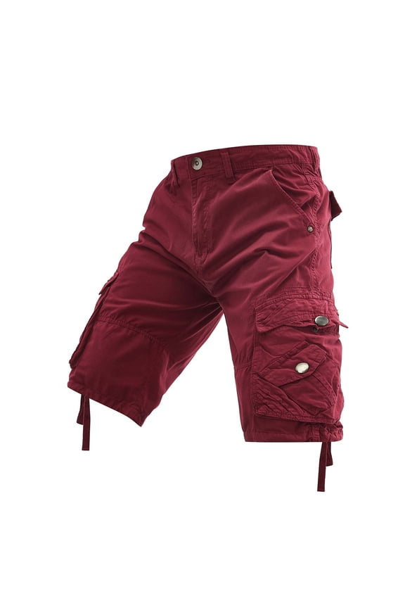 Men's Summer Cargo Short Stretch Ripstop Shorts Plain Cotton Twill Workwear Hiking Camping Sport Shorts Wine L
