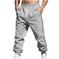 thumbnail image 1 of LMOIPLI Men's Sweat Pants Casual Fit Joggers Loose Striped Pant Elastic Waist Sweatpants Drawstring Elastic Bottom Trousers Gray XL, 1 of 9