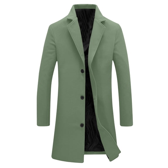 LMOIPLI Men's Trench Coat Slim Fit Notch Lapel Single Breasted Lightweight Windbreaker Casual Long Jacket Overcoat Green XXXXL