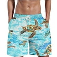 thumbnail image 1 of LMOIPLI Men's Tropical Sea Turtle Print Beach Short Elastic Waist Drawstring Quick Dry Casual Summer Swim Trunks with Pockets Light Blue S, 1 of 5