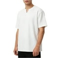 thumbnail image 1 of LMOIPLI Men's V Neck Heavyweight Short Sleeve T-Shirts Solid Color Basic Tees Shirts Plus Size Summer Casual Loose Fit Sports Tops White XL, 1 of 9