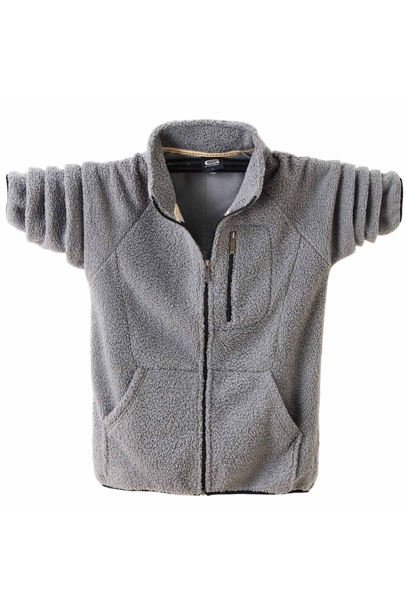 Men's Warm Fleece Jackets Lightweight Soft Winter Thermal Coats Outdoor Windproof Zip Up Jacket with Pockets Gray L