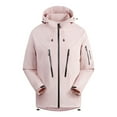 thumbnail image 1 of LMOIPLI Men's Windproof Hooded Jacket Insulated Outdoor Solid Color Long Sleeved Coats Fall Winter Casual Outwear with Pocket Pink S, 1 of 2