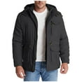 thumbnail image 1 of LMOIPLI Men's Winter Hooded Jacket Windproof Fleece Lined Long Sleeved Coat Outerwear Warm Casual Parka with Pocket Black M, 1 of 6