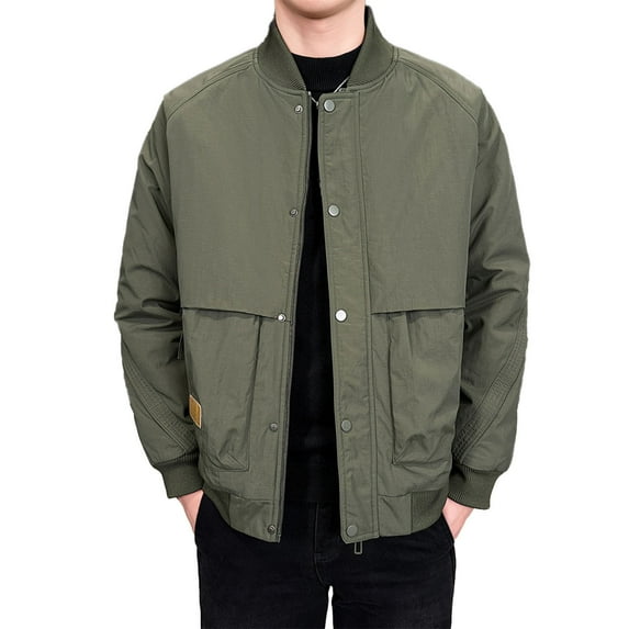 LMOIPLI Men's Winter Stand Collar Jacket Loose Full Zip Padded Down Outerwear Thicken Outdoor Casual Sports Coat Green XXXXL