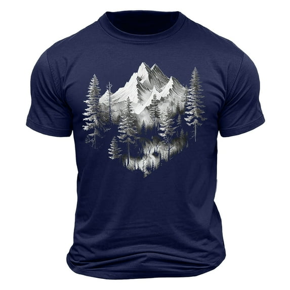 LMOIPLI Mens Adventure Graphic T Shirt Short Sleeve Outdoor Hiking Fashionable Crew Neck Nature Themed Casual Tee Navy XXL