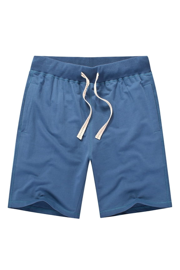 Mens Athletic Workout Shorts Cotton Casual Shorts Elastic Waist Drawstring Joggers Sports Sweatshorts Blue XXL