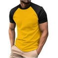 thumbnail image 1 of LMOIPLI Mens Baseball T-Shirts Short Raglan Sleeve Crew Neck Jersey Shirt Lightweight Gym Workout Shirt Athletic Muscle Tops Yellow L, 1 of 6