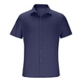 thumbnail image 1 of LMOIPLI Mens Button Down Short Sleeve Shirt Casual Button Up Dress Shirts Beach Summer Solid Color Tops with Pocket Dark Blue 43, 1 of 8