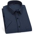thumbnail image 1 of LMOIPLI Mens Button Down Short Sleeve Shirts Casual Button Up Dress Shirts Summer Solid Color Cotton Tops with Pocket Black 42, 1 of 2