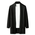 thumbnail image 1 of LMOIPLI Mens Cardigan Trench Coat Shawl Collar Knitted Long Winter Open Front Slim Jacket Comfy Casual Coat with Pockets Black M, 1 of 3
