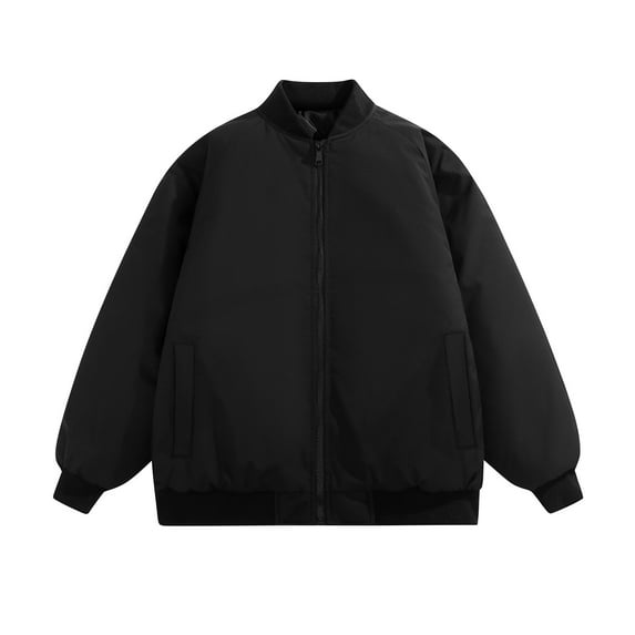 LMOIPLI Mens Cargo Loose Zipper Jacket Casual Long Sleeve Stand Collar Ribbed Cuffs Hem Out Hiking Jackets Winter Warm Solid Color Coats Black XXXL