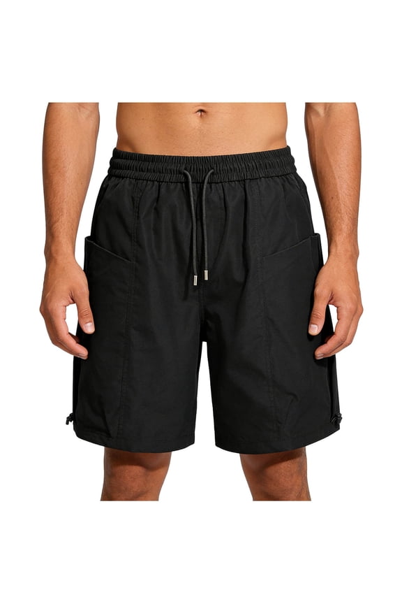 Mens Casual Outdoor Work Stretch Chino Shorts Cargo Running Classic Quick Dry Gym Loose-Fit Short for Summer Beach Black XXXXL
