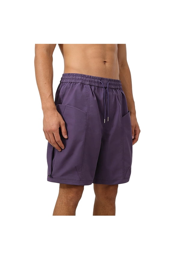 Mens Casual Outdoor Work Stretch Chino Shorts Cargo Running Classic Quick Dry Gym Loose-Fit Short for Summer Beach Purple XXXXXL