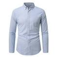 thumbnail image 1 of LMOIPLI Mens Classic Oxford Shirt Solid Color Long Sleeve Button Down Casual Woven Business Shirts with Pocket Light Blue XL, 1 of 8