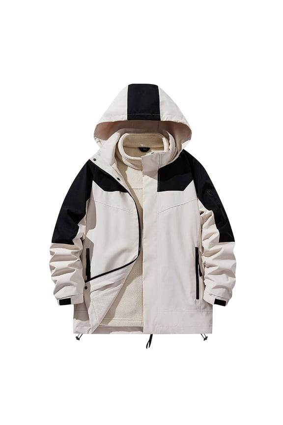 Mens Color Blocked Comforable Softshell Jacket with Hood Waterproof Windbreaker Outdoor Rain Jackets for Outdoor Hiking Yellow S