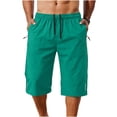 thumbnail image 1 of LMOIPLI Mens Drawstring Elastic Waist Quick Dry Capri Shorts Casual Loose 3/4 Length Trousers with Pockets for Workout & Summer Mint Green M, 1 of 9