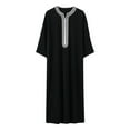 thumbnail image 1 of LMOIPLI Mens Embroidery Moroccan Thobe Men Muslim Mogadishu Djellaba Robe Islamic Jubba Prayer Kaftan Islamic Arabic Abaya Black XL, 1 of 5