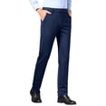 thumbnail image 1 of LMOIPLI Mens Flat Front Wrinkle Free Relaxed Fit Dress Pants High Waist Stretch Quick Dry Golf Pant Pleated with Pockets Blue 42, 1 of 5