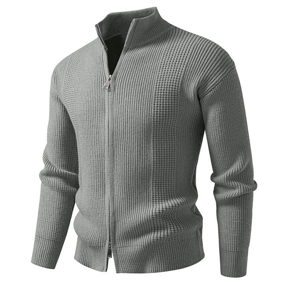 LMOIPLI Mens Full Zip Cardigan Sweater Coats Casual Elasticity Stand Collar Knitted Winter Warm Loose Chunky Jacket Green XL