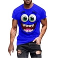 thumbnail image 1 of LMOIPLI Mens Funny Cartoon Face Graphic T-Shirt Short Sleeve Crew Neck Breathable Casual Lightweight Comfy T Shirts Blue XXL, 1 of 5