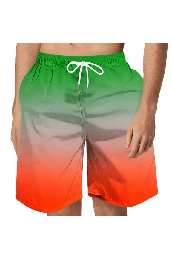 Mens Gradation Swimming Trunks 5 Inch Inseam Swim Shorts Summer Bathing Suit Swimwear Beachwear with Pockets Orange S