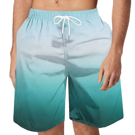 LMOIPLI Mens Gradation Swimming Trunks 5 Inch Inseam Swim Shorts Summer Bathing Suit Swimwear Beachwear with Pockets Sky Blue XXXL