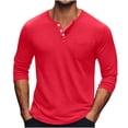 thumbnail image 1 of LMOIPLI Mens Henley Long Sleeve Shirts Cotton Pocket Button T Shirts Casual Lightweight Plain Tops Fall Basic Tee Red XXL, 1 of 6