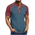 thumbnail image 1 of LMOIPLI Mens Henley Shirts Short Sleeve Casual Button Basic Slim Fit T-Shirts Summer Lightweight Pullover Tee Shirts Wine XL, 1 of 6