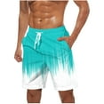 thumbnail image 1 of LMOIPLI Mens Plus Size Gradient Print Beach Shorts Casual Loose Fit Drawstring Swim Trunks Summer Fashion Short Pant Sky Blue XXL, 1 of 5