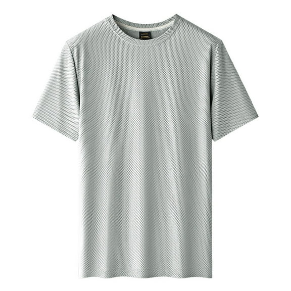 LMOIPLI Mens Plus Size Short Sleeve Textured T Shirts Casual Loose Fit Comfy Crewneck Shirt Summer Stretch Breathable Pullover Tees Gray L