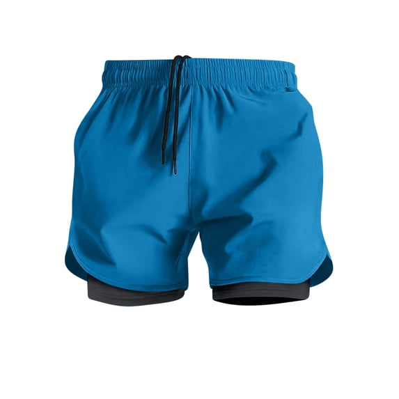LMOIPLI Mens Running Shorts 3 inch with Compression Liner Elastic Waist Drawstring Big Tall Basketball Short Pants 2026 Blue XXL