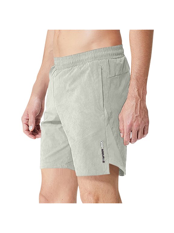 Mens Running Shorts Gym Workout Quick Drying Breathable Activewear Comfy Lightweight Elastic Waist Training Shorts Khaki M