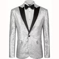 thumbnail image 1 of LMOIPLI Mens Sequin Suit Jacket Shiny Blazer One Button Sparkly Glitter Formal Tuxedo for Wedding Party Prom Dinner Silver L, 1 of 3